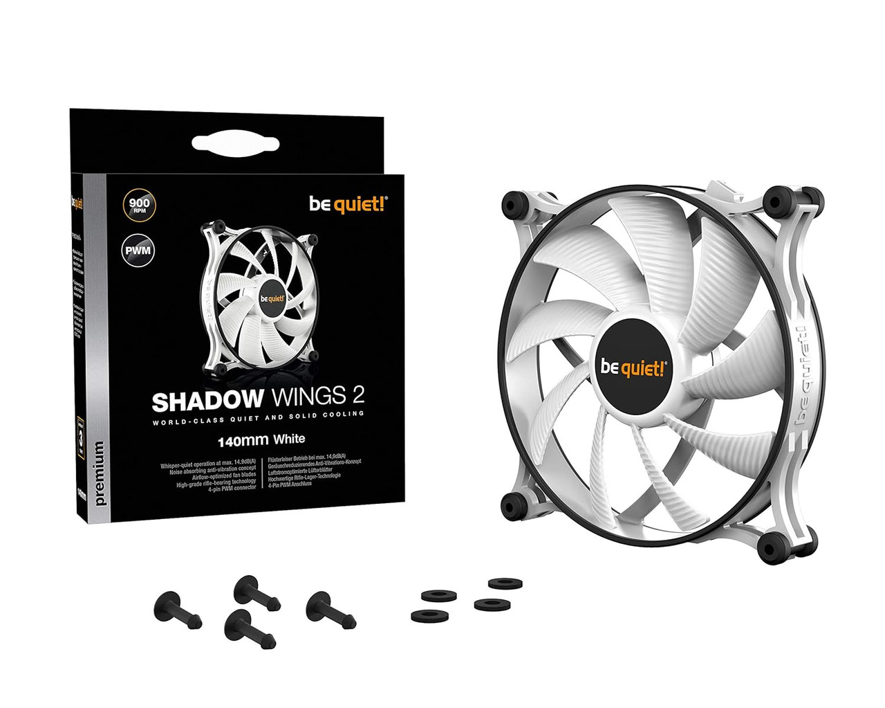 be quiet! Shadow Wings 2 140mm PWM Low Noise Cooling Fan | White (BL091)