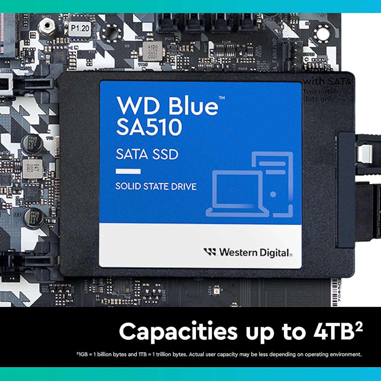 WD 2TB WD Blue SA510 SATA Internal Solid State Drive SSD - SATA III 6 Gb/s, 2.5"/7mm, Up to 560 MB/s (WDS200T3B0A)