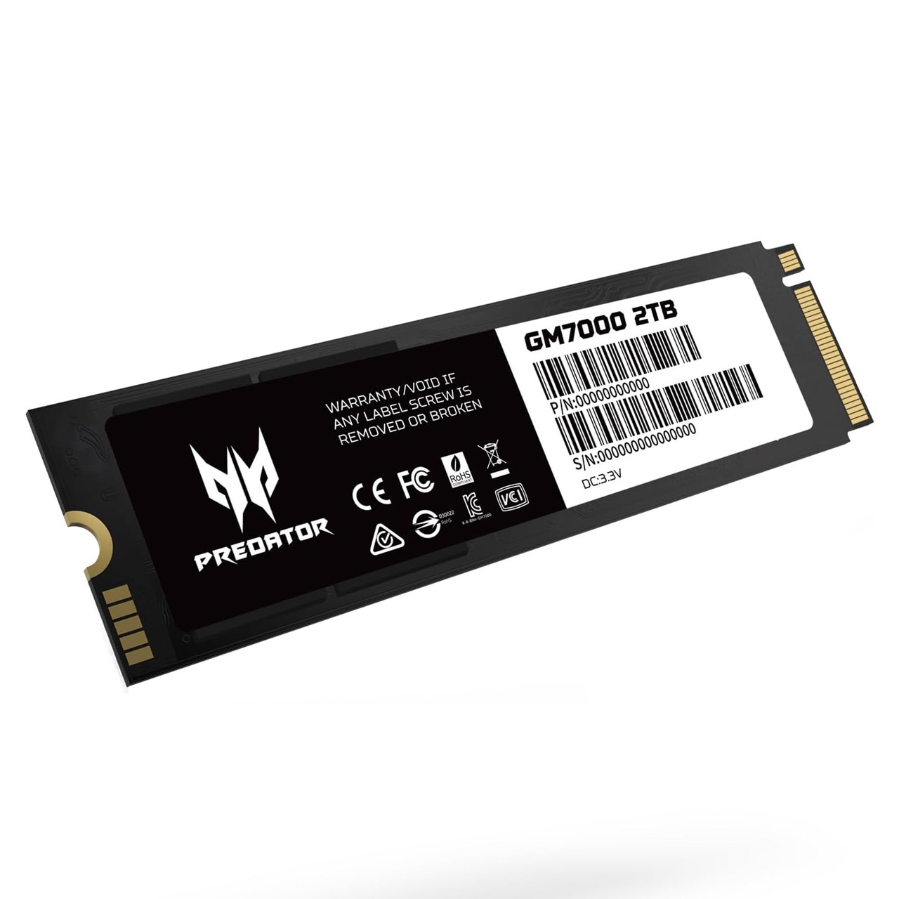 Acer Predator GM7000 2TB NVMe Gen4 Gaming SSD, M.2 2280, Compatible with PS5, PCIe 4.0  Up to 7400MB/s BL.9BWWR.106