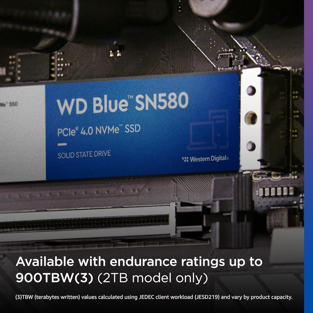 WD 2TB WD Blue SN580 NVMe Internal Solid State Drive SSD - Gen4 x4 PCIe 16Gb/s, M.2 2280, Up to 4,150 MB/s (WDS200T3B0E)