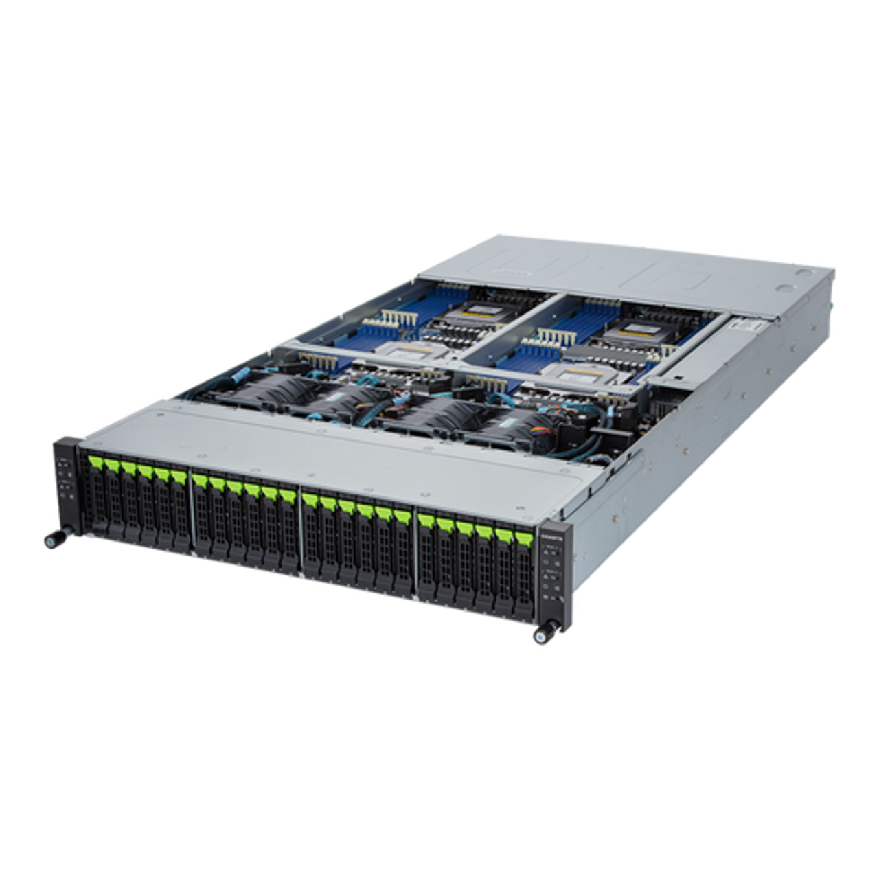 Gigabyte 2U High Density Server Barebone - AMD EPYC 9004, 4-Node Dual CPU, 24x Gen4 NVMe/SATA/SAS Bays H273-Z80-AAN1