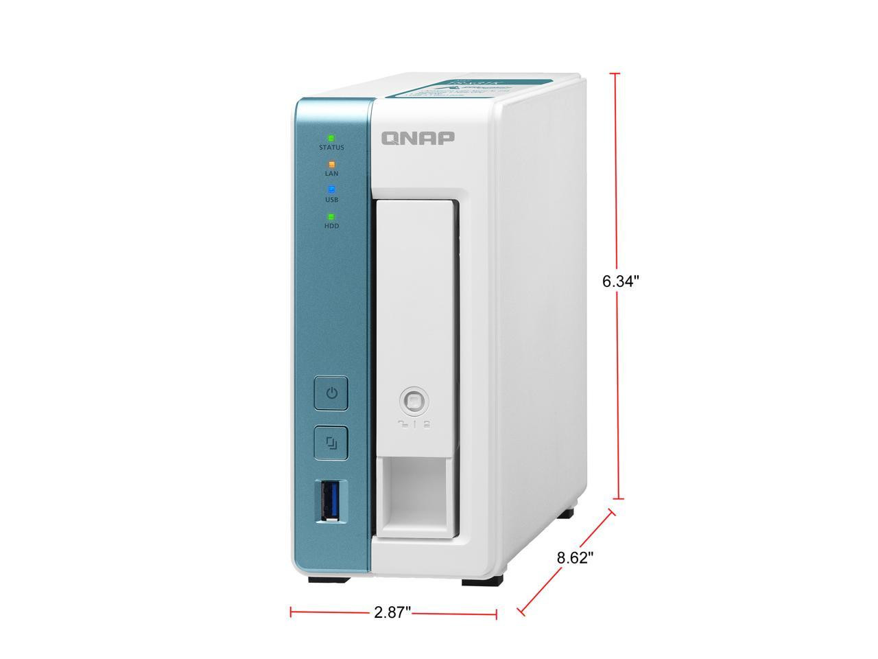 QNAP TS-131K-US 1-Bay Personal NAS 4-core 1.7GHz, 1GB RAM w/ WD Red Pro 6TB NAS Internal Hard Drive