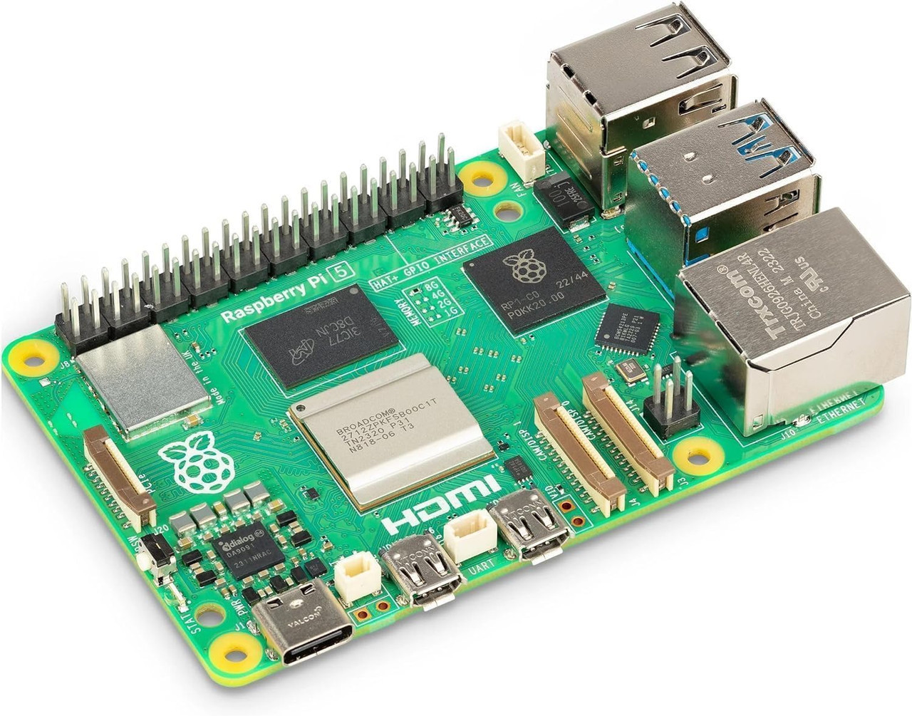 Raspberry Pi 5 4GB Single Board Kit w/ NVMe Base M.2 HAT PCIe Extension and Black Power Adapter Set