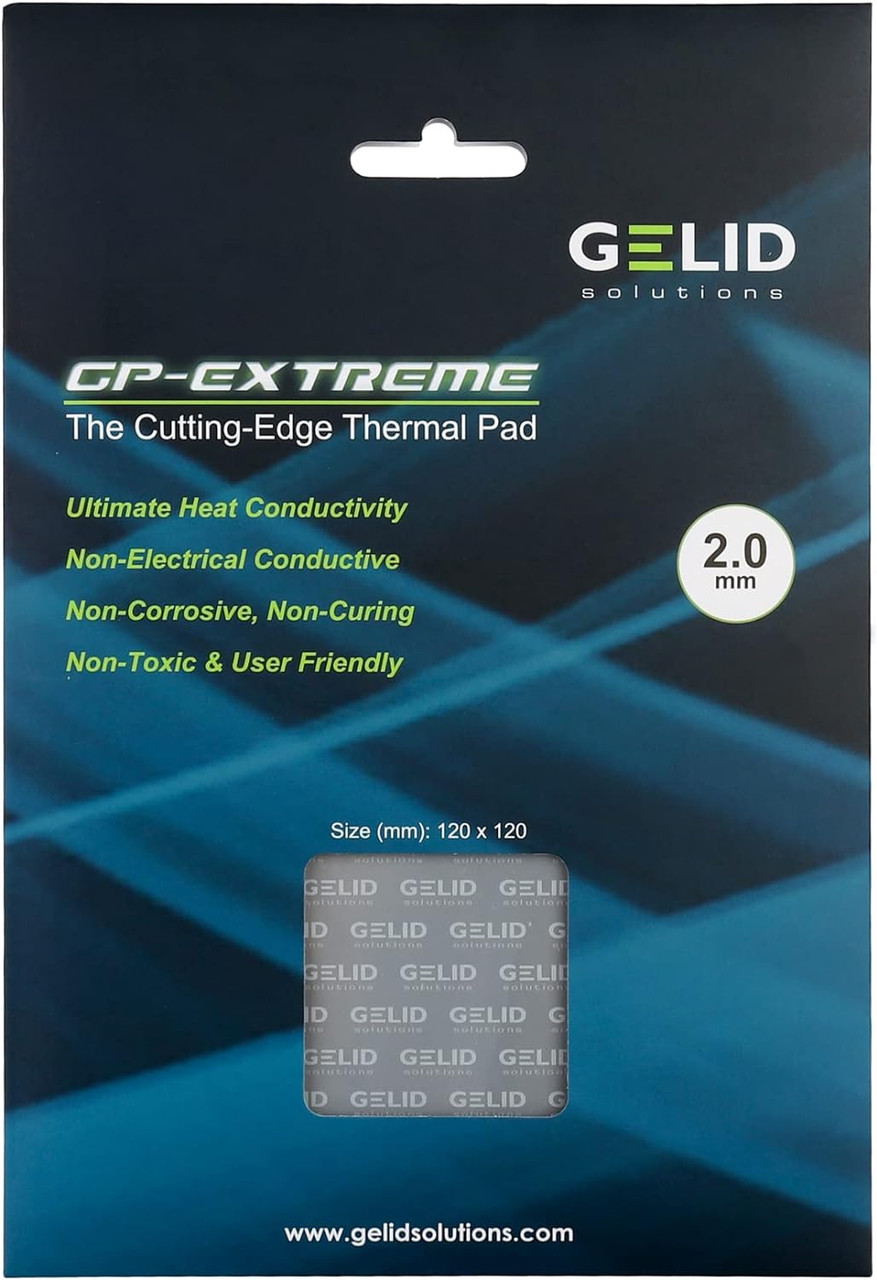 Gelid Solutions GP-Extreme 12W- Thermal Pad  120 x 120 x 2.0 mm Excellent Heat Conduction, Single Pack TP-GP01-S-D