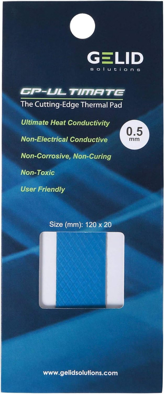 Gelid Solutions GP-Ultimate 15W-Thermal Pad 120 x 20 x 0.5 mm. Excellent Heat Conduction, Single Pack TP-GP04-R-A