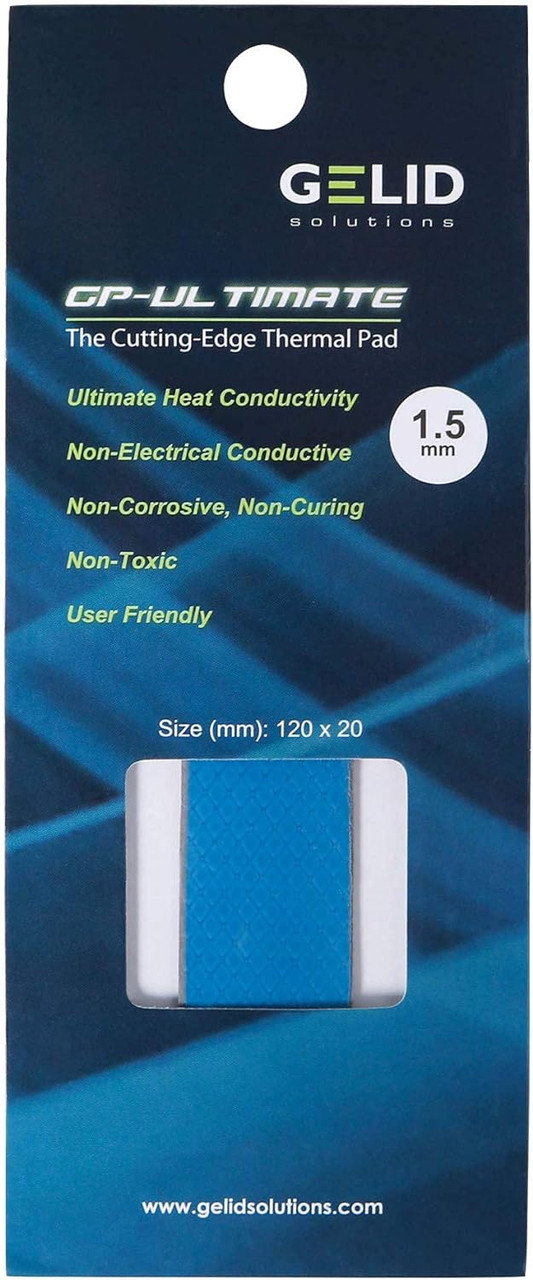 Gelid Solutions GP-Ultimate 15W-Thermal Pad 120 x 20 x 1.5 mm. Excellent Heat Conduction, Single Pack TP-GP04-R-C