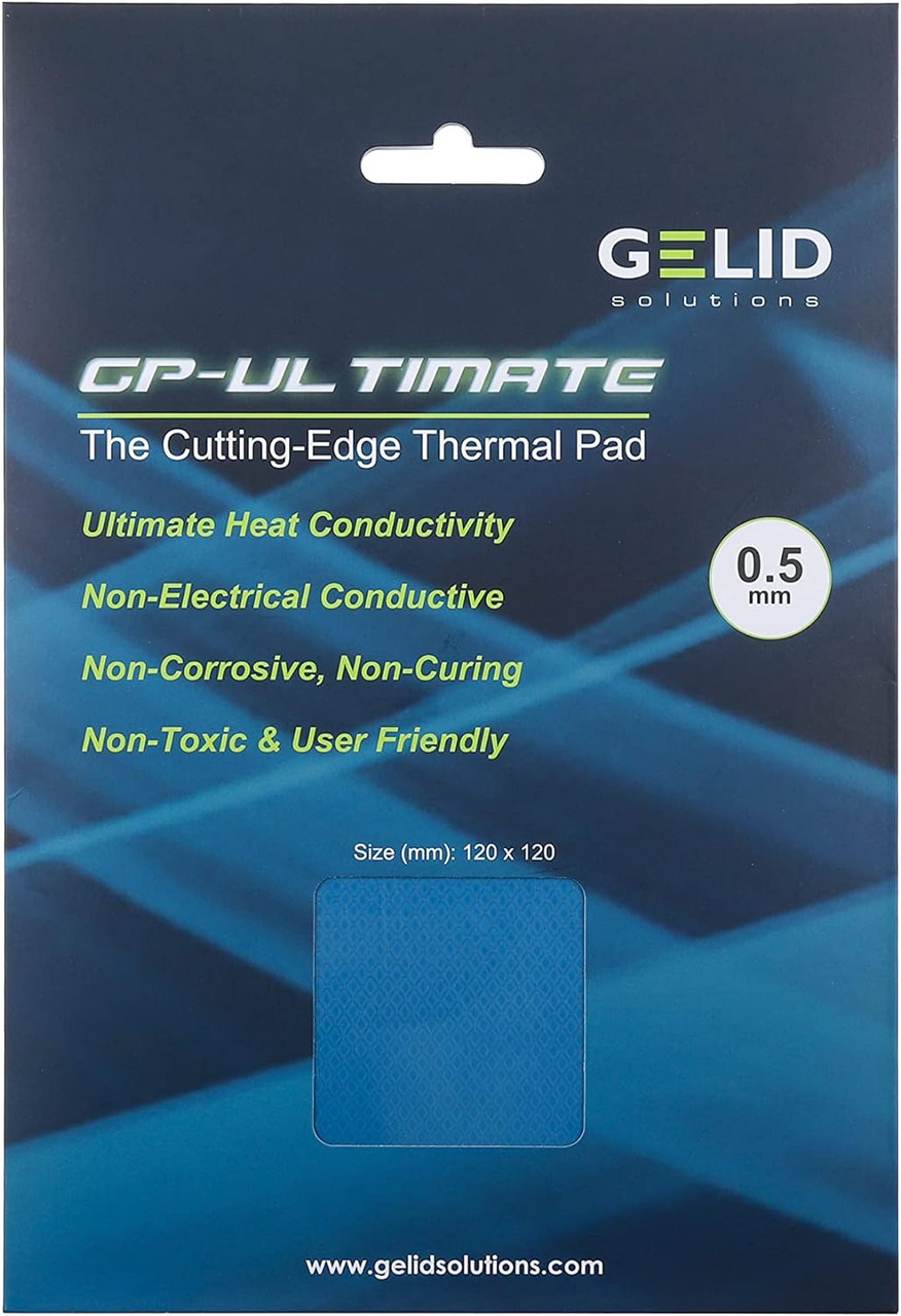 Gelid Solutions GP-Ultimate 15W-Thermal Pad 120 x 120 x 0.5mm. Excellent Heat Conduction, Single Pack TP-GP04-S-A