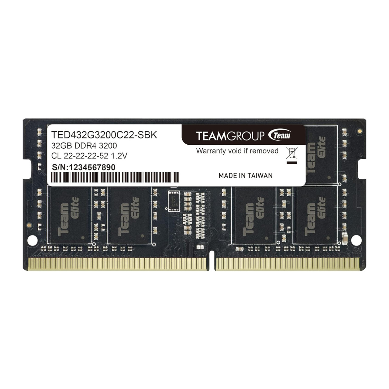 TEAMGROUP Elite DDR4 32GB Single 3200MHz PC4-25600 CL22  Non-ECC 1.2V SODIMM for Laptop, Notebook TED432G3200C22-S01