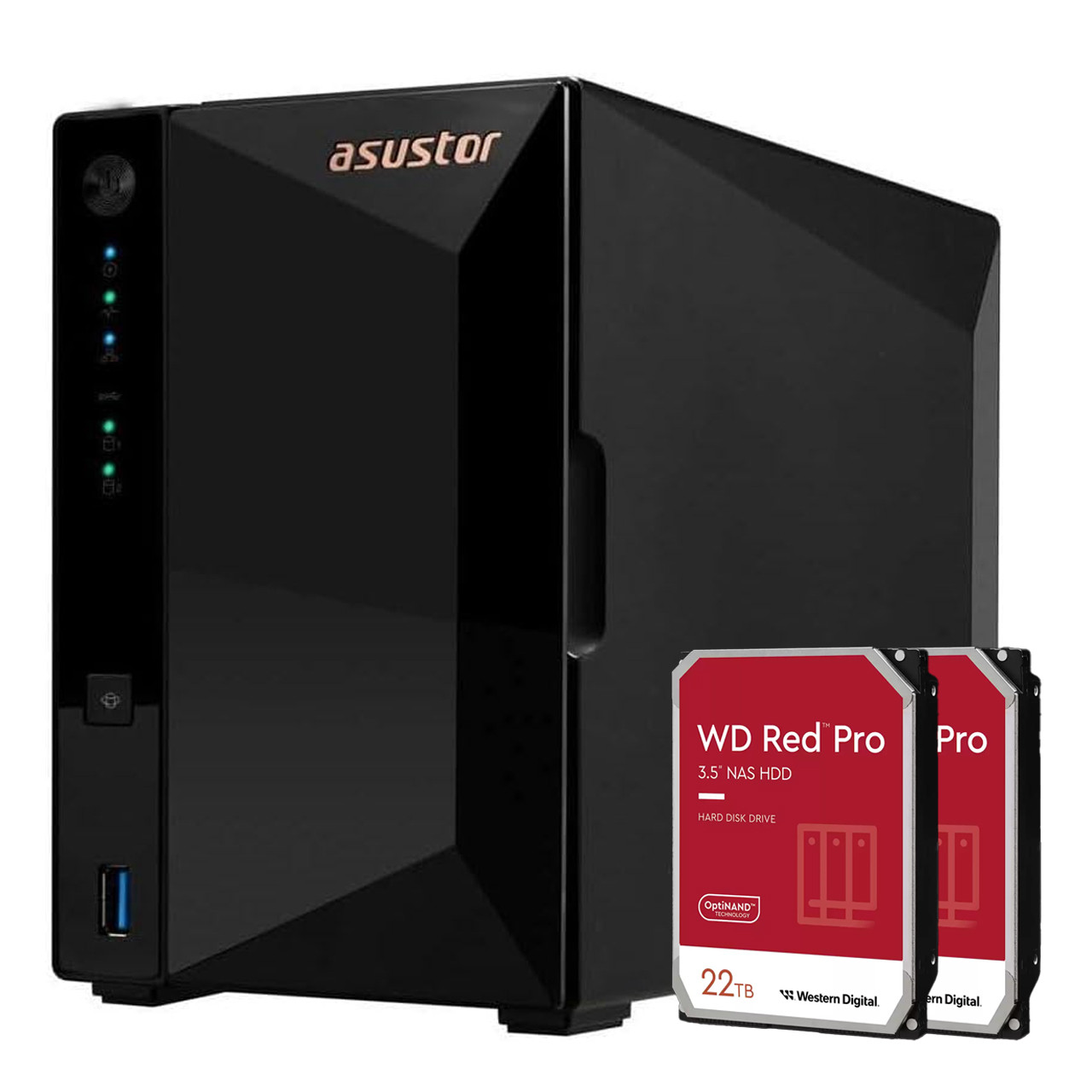 Asustor AS3302T DRIVESTOR 2 Pro, 2-Bays 36TB (2x22TB) NAS, 2.5GbE Port, 2GB DDR4, Network Attached Storage