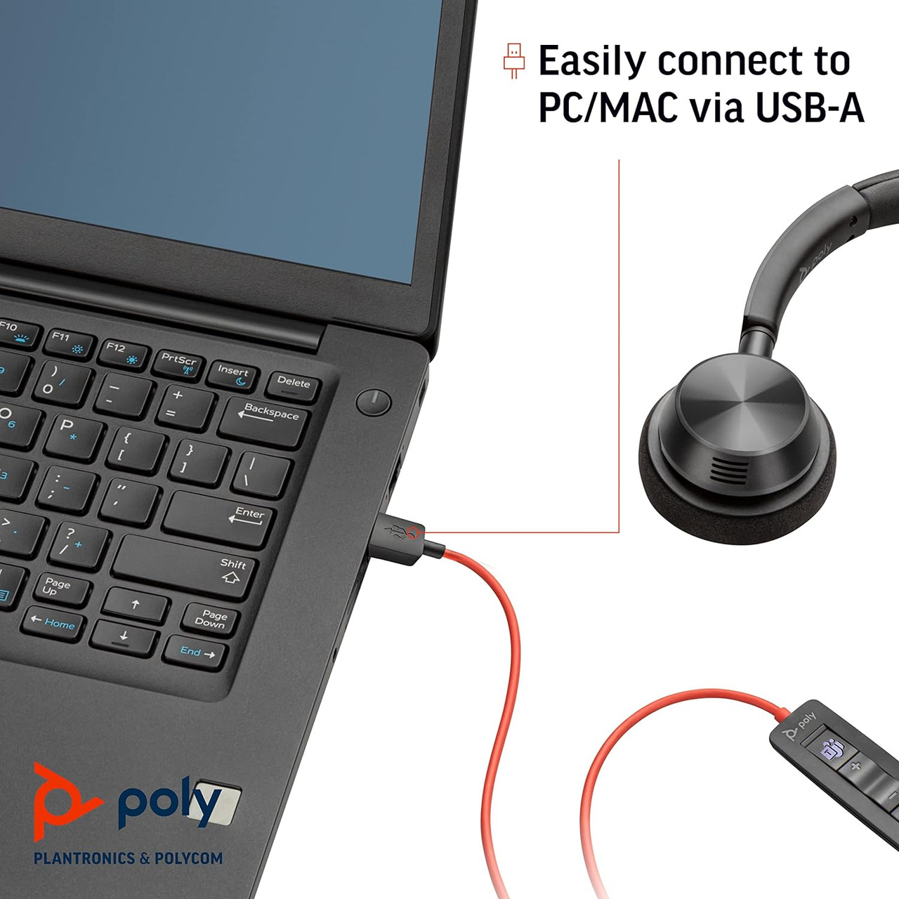 Poly Blackwire 3320 Wired Headset Hi-fi Stereo - Connect to PC/Mac via USB-C or USB-A -Teams Certified Zoom 8X220AA