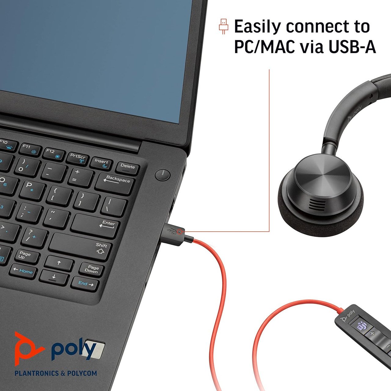 Poly Blackwire 3320 Wired Headset – Hi-fi Stereo - Connect to PC/Mac via USB-C or USB-A -Teams Certified Zoom 8X220AA