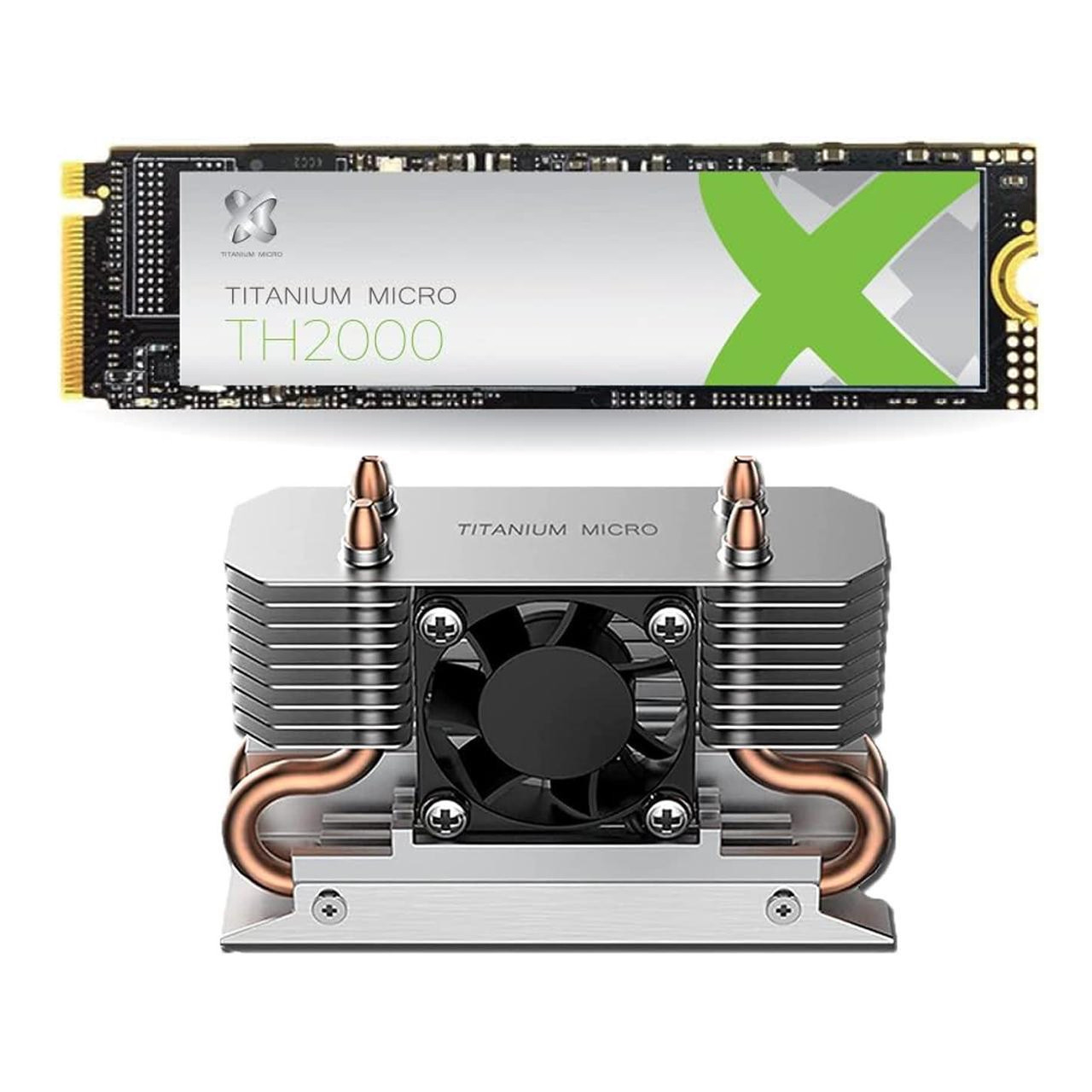Titanium Micro TH2000 500GB PCIe NVMe Gen 3 M.2 2280 Internal SSD with Nitro Pro M.2 NVMe Cooler Heatsink with 30mm Fan