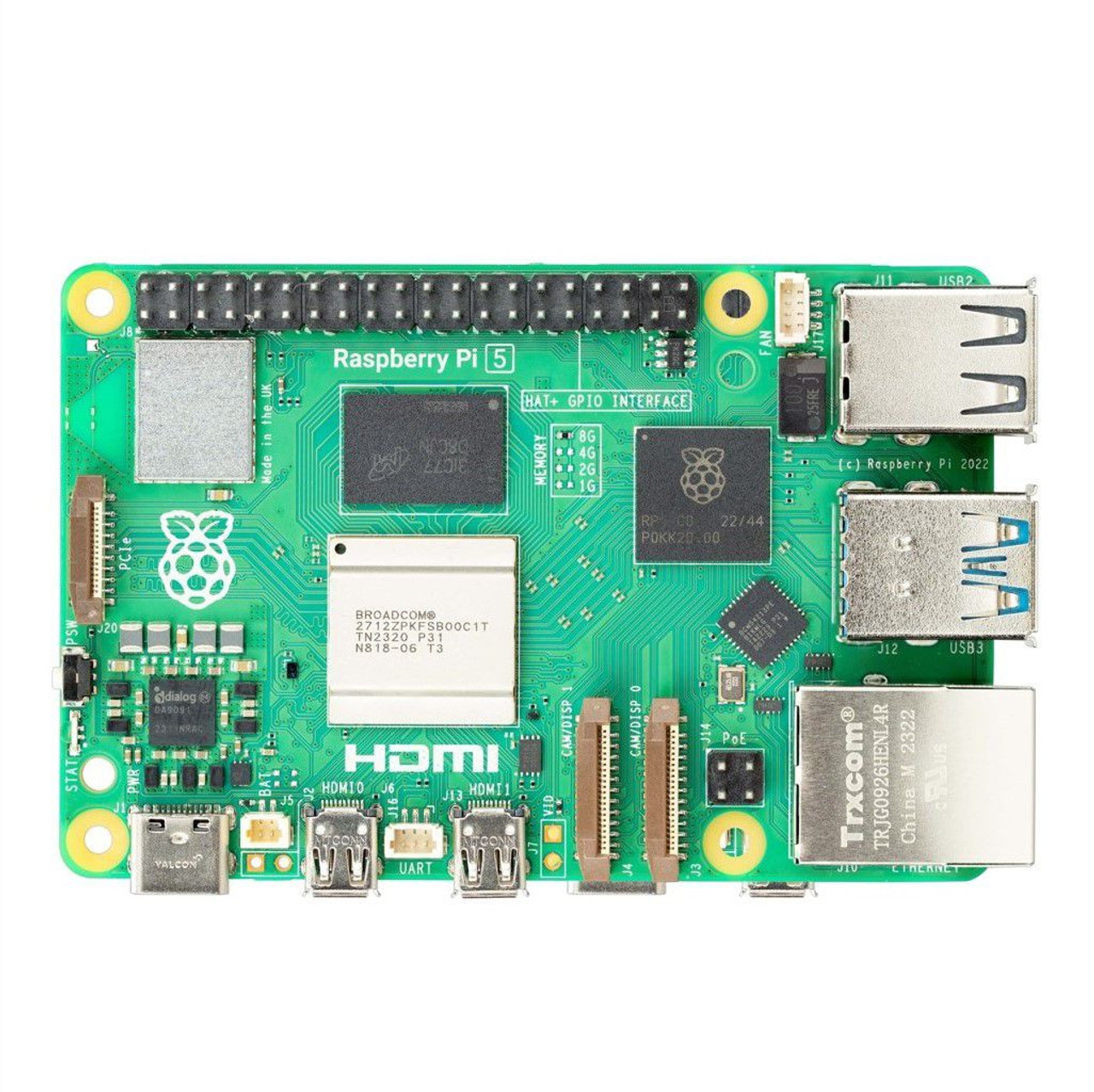 Raspberry Pi 5 8GB Single Board Kit w/ NVMe Base M.2 HAT PCIe Extension and Active Cooler