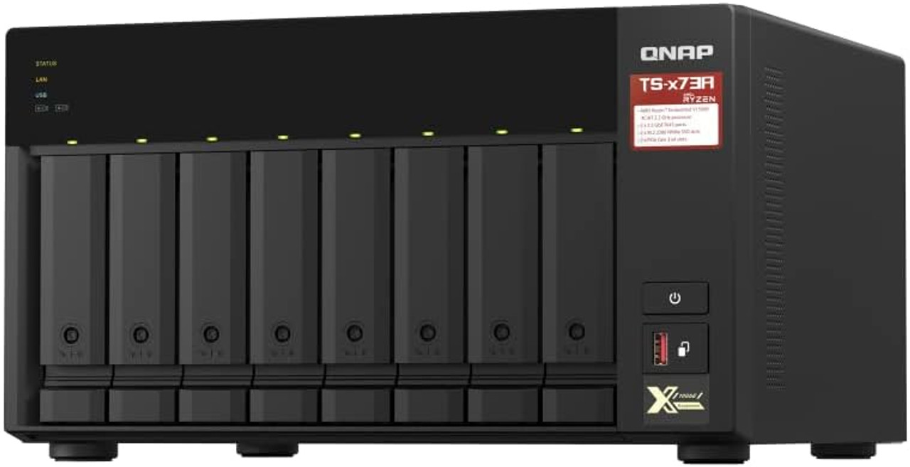 QNAP Desktop 8-bay NAS/iSCSI IP-SAN, AMD Ryzen V1500B 4C/8T 2.2 GHz, 8GB RAM, two 2.5GbE, 10G-ready TS-873A-8G-US