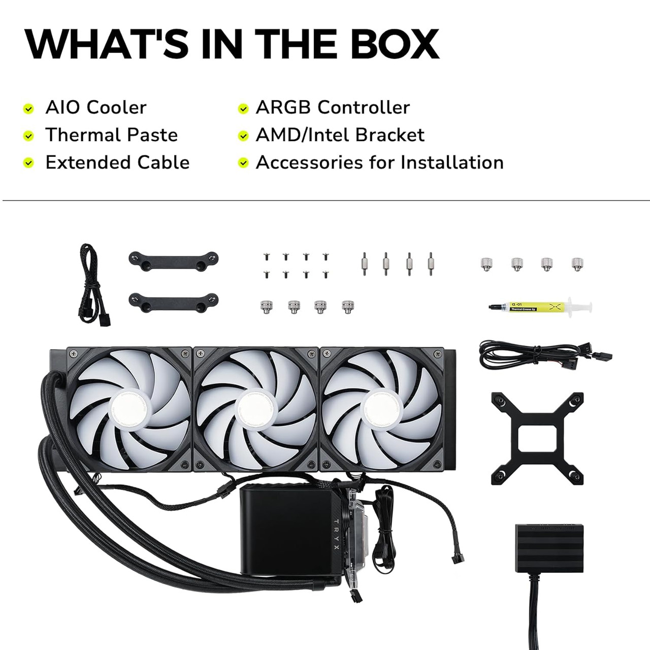 TRYX Panorama 360 Muti-Compatible ARGB Cooler (Black) L-P360A-AS3M-G0K