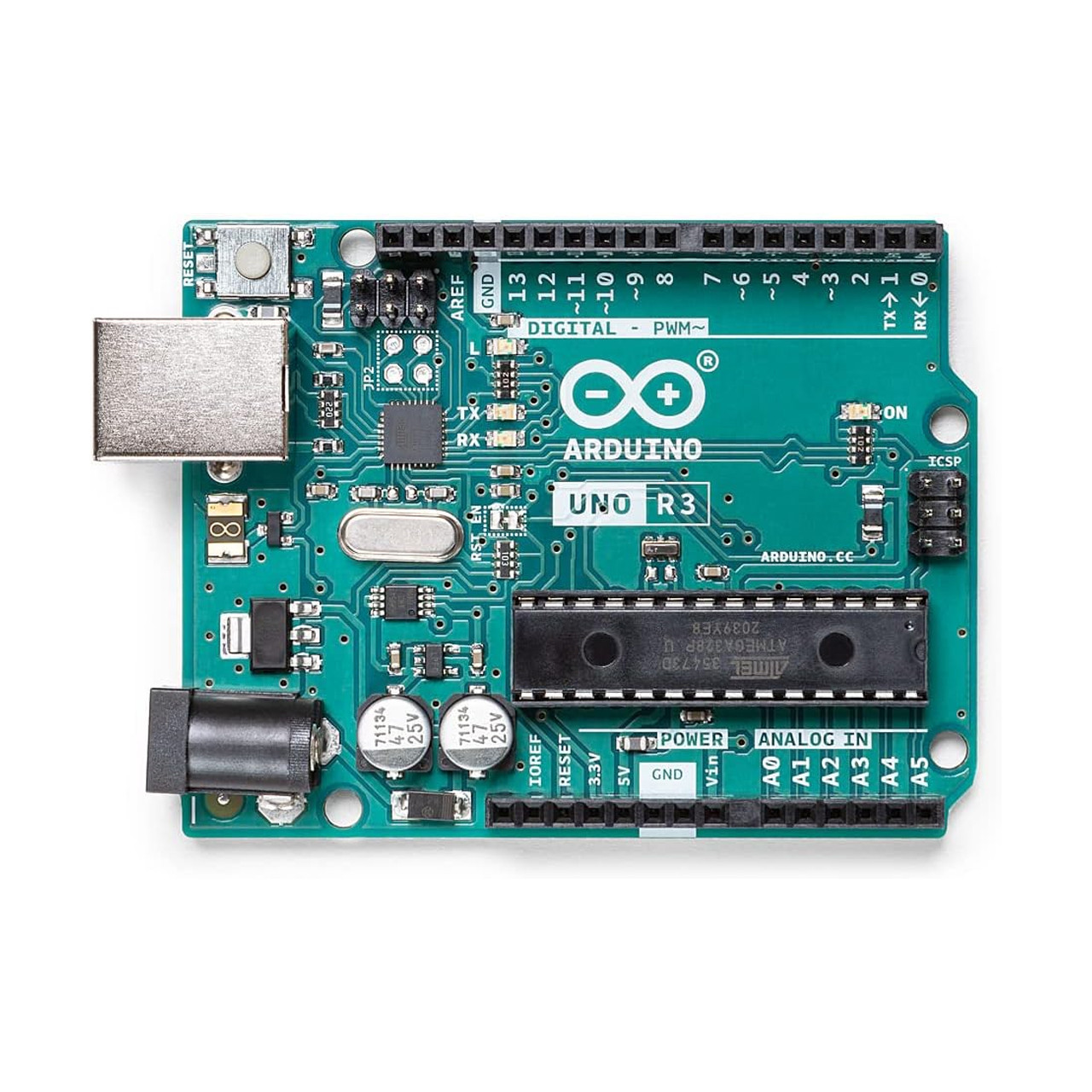 The Arduino Uno Rev3 (A000066) is a user-friendly development board equipped with an ATmega328P microcontroller, providing exceptional flexibility for a wide range of projects.