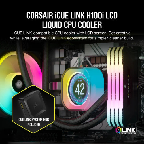 With iCUE integration, the H100i allows you to customize fan speeds, pump performance, and synchronize RGB lighting to match your system's aesthetics.