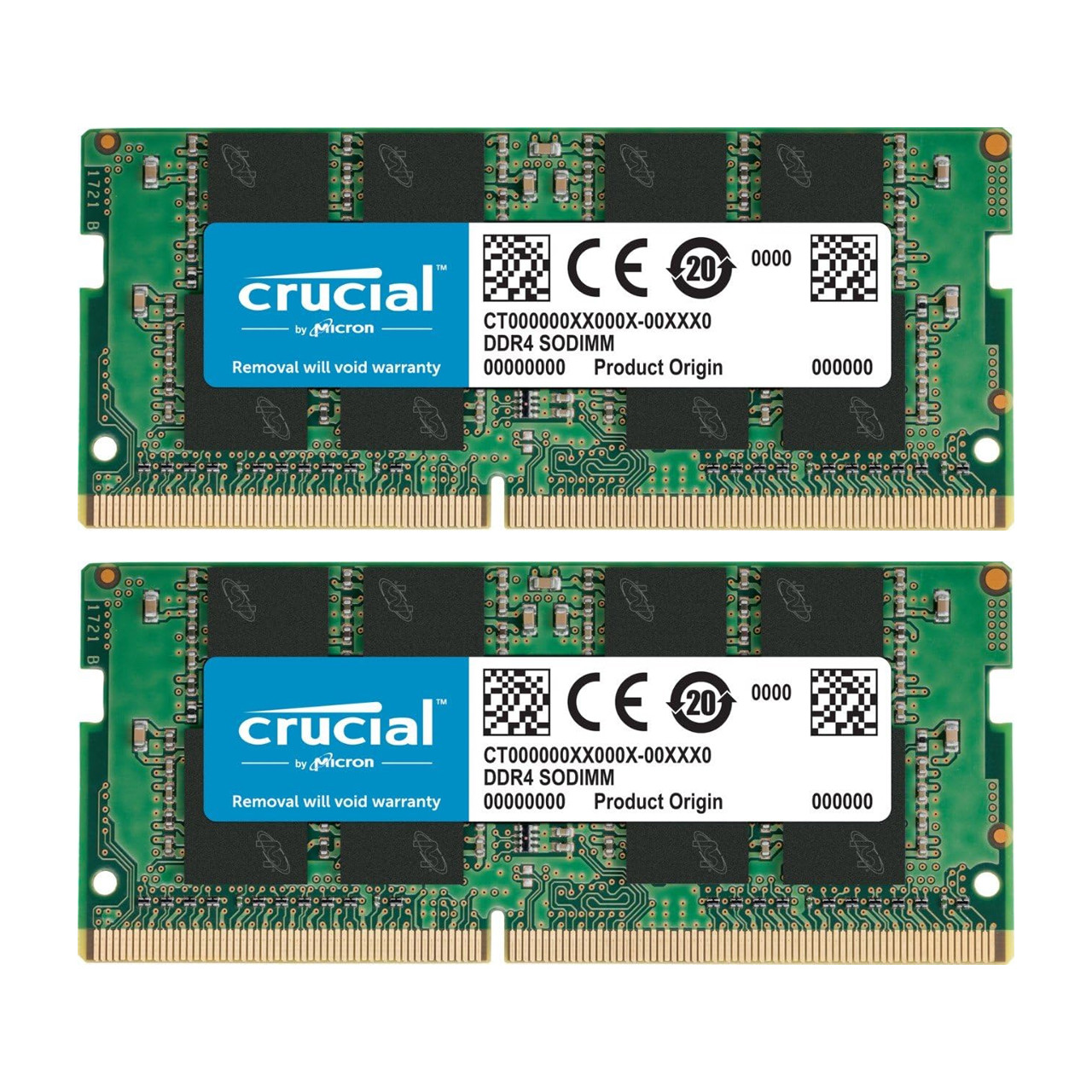Crucial 16GB (8x2GB) Single DDR4 3200 MT/S (PC4-25600) CL22 SR X8 Unbuffered SODIMM 260-Pin Memory (Pack of 2) CT8G4SFS832A