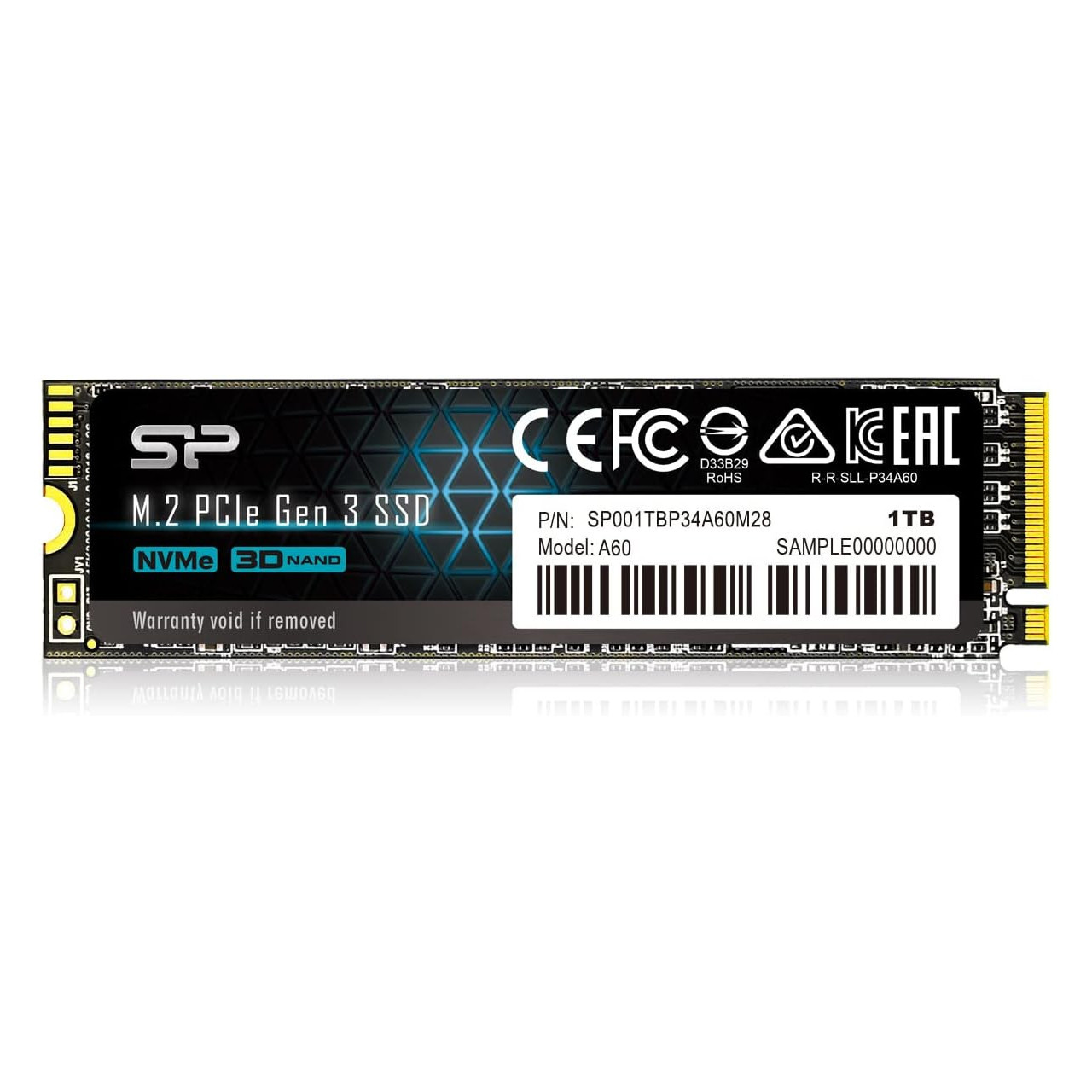 The Silicon Power SP001TBP34A60M28 is a 1TB NVMe M.2 SSD designed for high-speed data transfers.