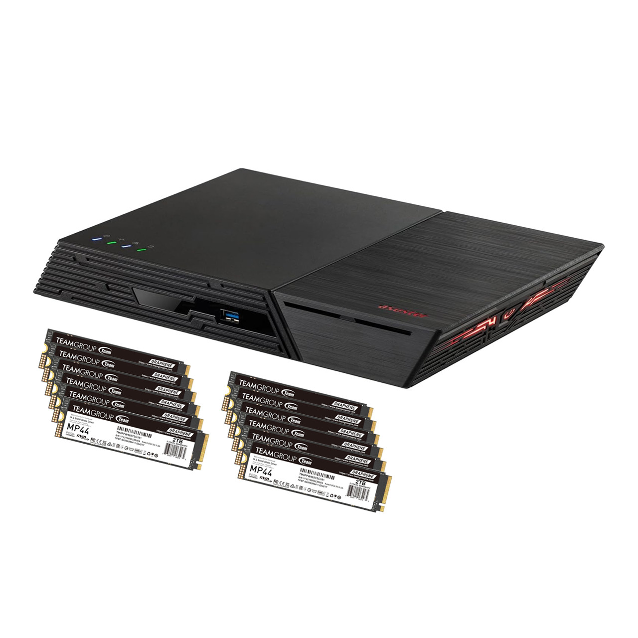 Asustor Flashstor 12 Pro Gen 2 FS6812X - 12 Bay All-SDD NAS Storage, Quad-Core 2.3GHz CPU, Dual USB 4 Ports, Dual 10GbE Port, 16GB ECC RAM DDR5,Network Attached Storage with 12 x 2TB NVMe SSD