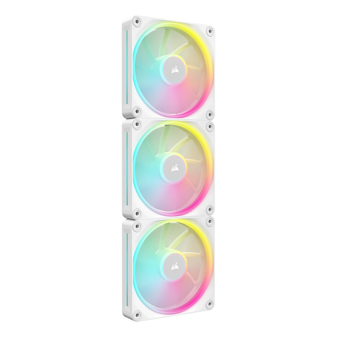 The Corsair iCUE Link LX120 RGB Starter Kit includes three 120mm white RGB PWM fans for powerful cooling and vibrant lighting.