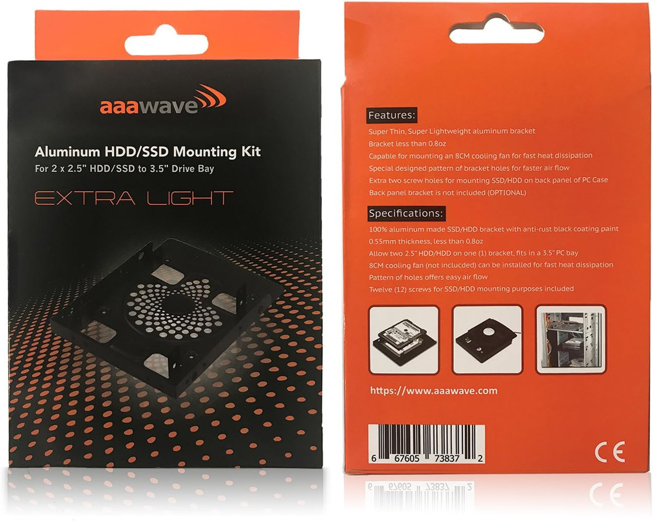 Includes the AAAwave aluminum mounting kit for easy installation into 3.5" drive bays—perfect for modernizing older systems.