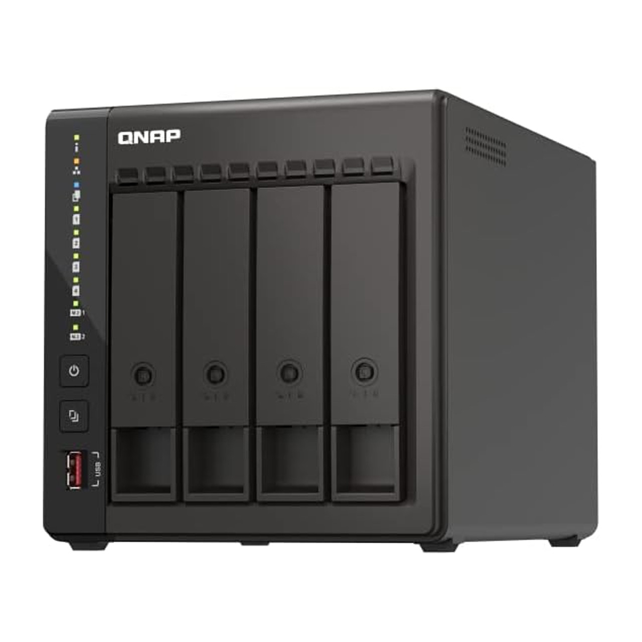 The QNAP TS-453E-8G-US is a 4-Bay NAS powered by an Intel Celeron J6412 quad-core 2.0GHz processor with onboard 8GB DDR4 RAM for powerful multitasking and smooth performance.