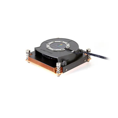 Product Overview: A high-quality image of the Dynatron R18 from a front angle, showcasing the fan and heatsink design.