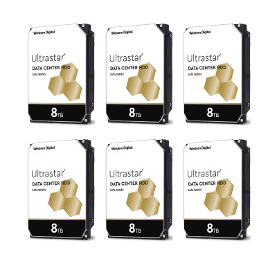 WD Ultrastar DC HC320 8TB SATA 7200RPM 256MB 3.5" Hard Drive HUS728T8TALE6L4 (Pack of 6)
