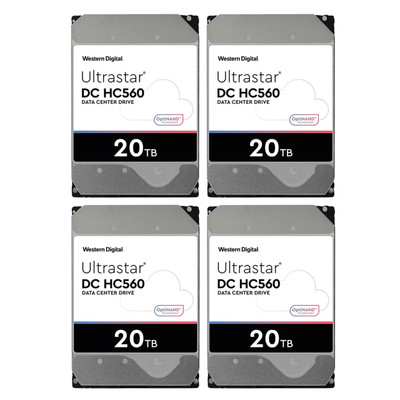 WD Ultrastar DC HC560 0F38785 20TB 512MB Cache 7200RPM SATA 6.0Gb/s 512E SE 3.5" Internal Hard Drive WUH722020BLE6L4 (Pack of 4)
