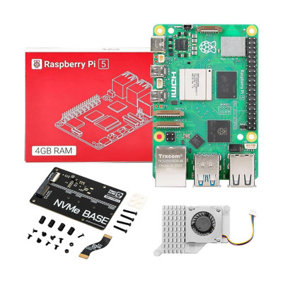 Raspberry Pi 5 8GB Single Board Kit w/ Black-Grey Case and Black