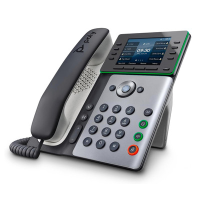 The Poly Edge E350 IP Desk Phone (82M89AA) is designed for easy installation, making it a hassle-free choice for businesses.