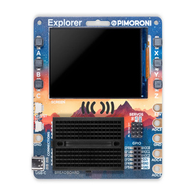 The Pimoroni Explorer PIM744 is a compact physical computing kit built around the powerful RP2040 microcontroller.