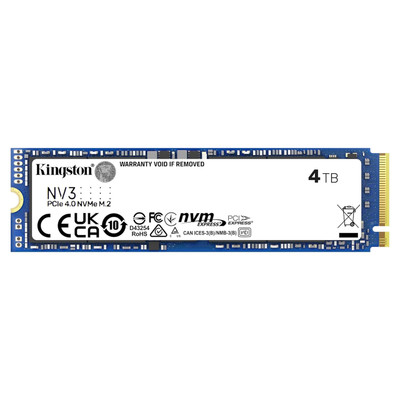 Kingston NV3 4TB NVMe SSD delivers ultra-fast PCIe 4.0 performance with speeds up to 6000 MB/s for responsive computing.