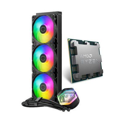 AMD Ryzen 7 7800X3D (Zen 4) 8-Core 4.2GHz AM5 120W (Radeon Graphics) Desktop Processor (OEM/Tray) No retail box w/ Cooler Master MasterLiquid 360 ATMOS ARGB (Black)