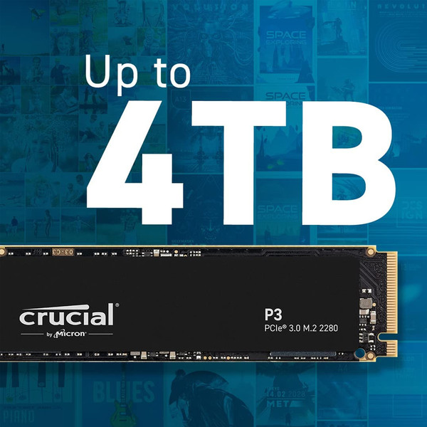Crucial P3 2TB PCIe 3.0 3D NAND NVMe M.2 SSD, up to 3500MB/s