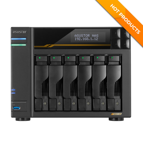 Asustor Lockerstor 6 Gen3 6 Bay NAS, Quad-Core 2.3GHz, 2x