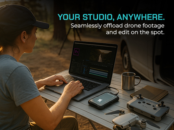 seamlessly offload drone footage and edit on the spot
