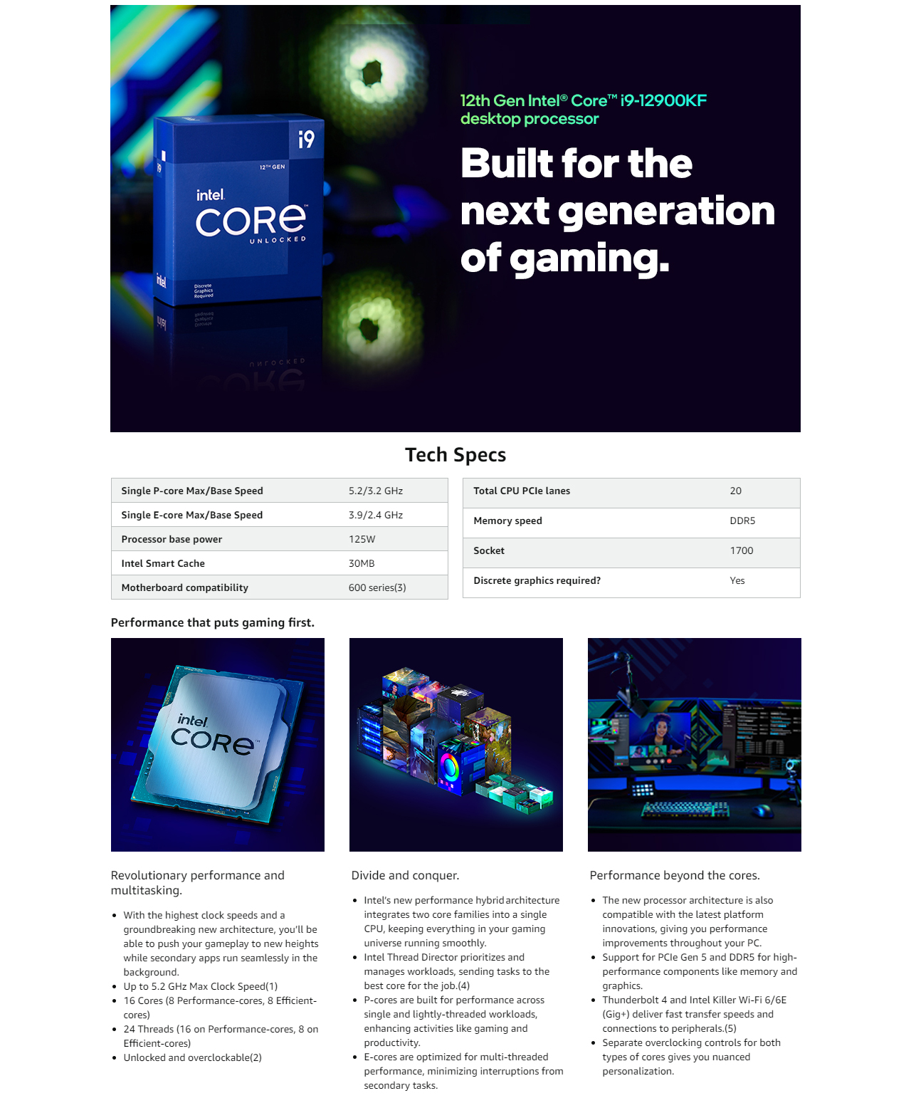 Intel Core i9-12900KF Processor (12th Gen) 16-Cores up to 5.2GHz