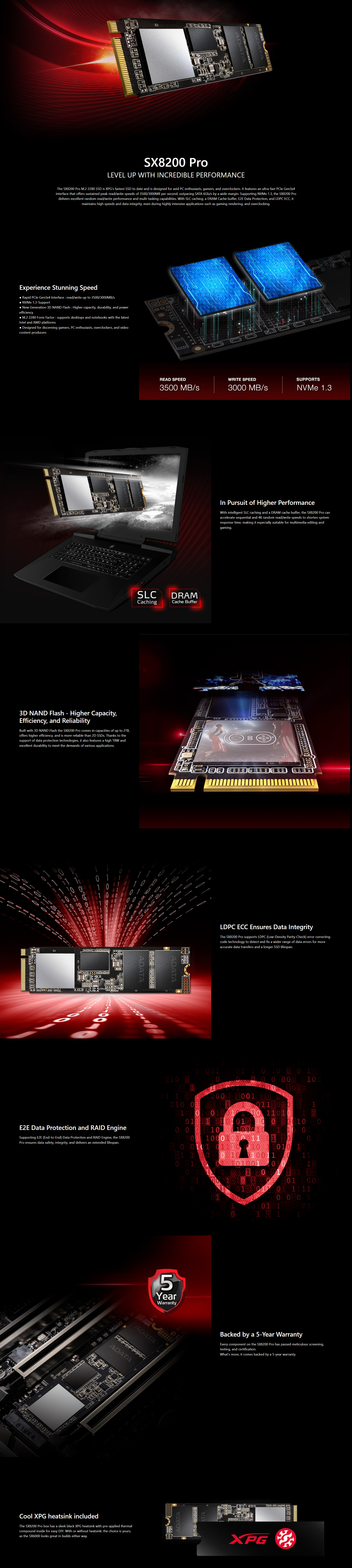 XPG SX8200 Pro PCIe Gen3x4 M.2 2280 Solid State Drive