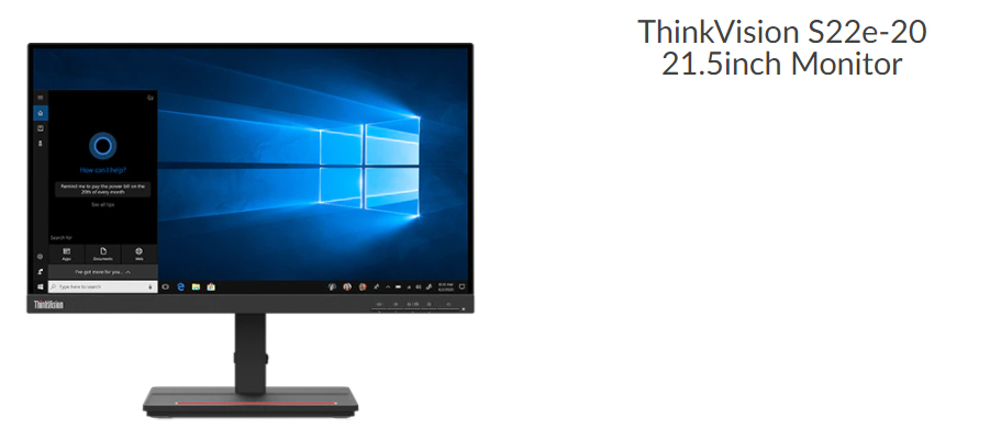 Lenovo ThinkVision S22e-20 - LED monitor - Full HD (1080p) - 21.5 -  62C6KAT1US - Computer Monitors 