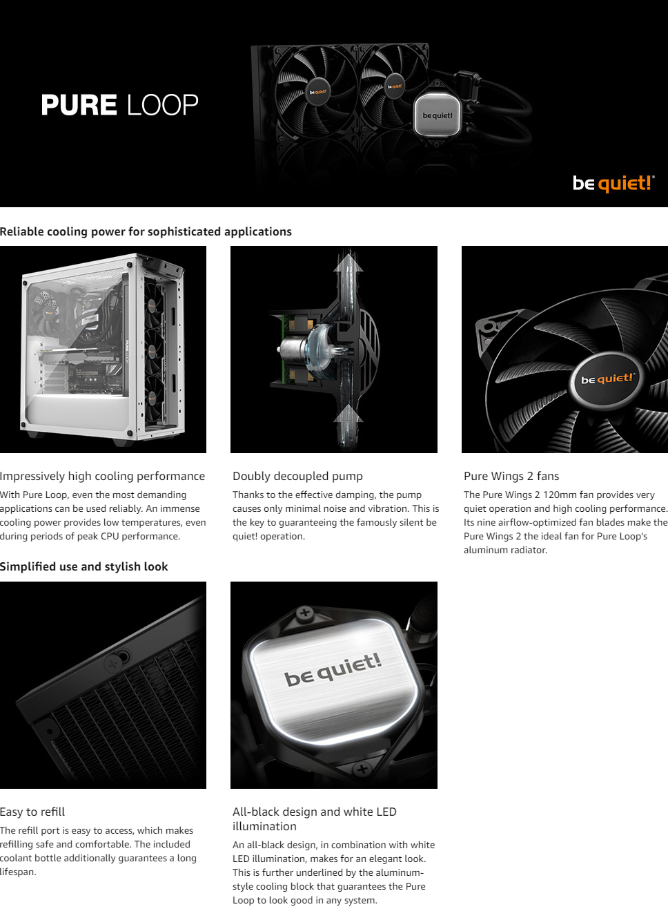 PURE LOOP 280mm　BW007 Amazon.com: be quiet! Pure Loop 2 FX 280mm, CPU Liquid