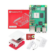 Raspberry Pi 5 4GB Single Board Kit w/ Red-White Case, White Power Adapter and Lexar 128GB Set