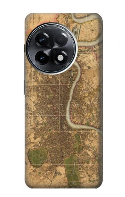 W3230 Vintage Map of London Funda Carcasa Case y Caso Del Tirón Funda para OnePlus 11R