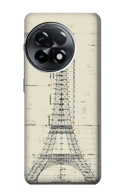 W3474 Eiffel Architectural Drawing Funda Carcasa Case y Caso Del Tirón Funda para OnePlus 11R