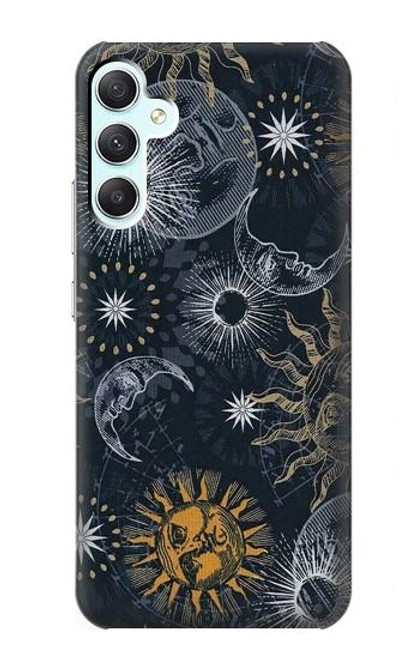 W3702 Moon and Sun Funda Carcasa Case y Caso Del Tirón Funda para Samsung Galaxy A34 5G