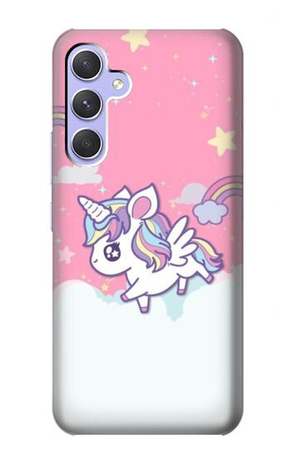 W3518 Unicorn Cartoon Funda Carcasa Case y Caso Del Tirón Funda para Samsung Galaxy A54 5G