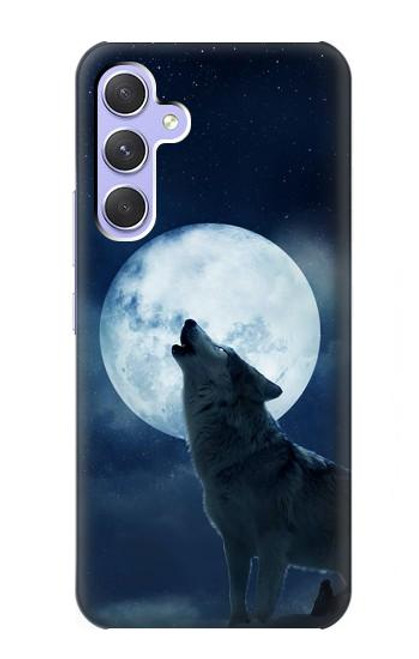 W3693 Grim White Wolf Full Moon Funda Carcasa Case y Caso Del Tirón Funda para Samsung Galaxy A54 5G