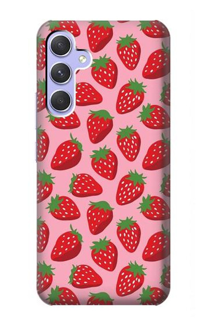 W3719 Strawberry Pattern Funda Carcasa Case y Caso Del Tirón Funda para Samsung Galaxy A54 5G
