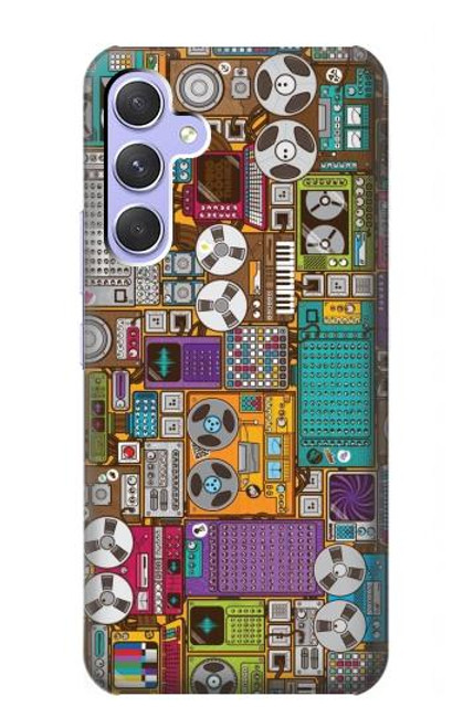 W3879 Retro Music Doodle Funda Carcasa Case y Caso Del Tirón Funda para Samsung Galaxy A54 5G